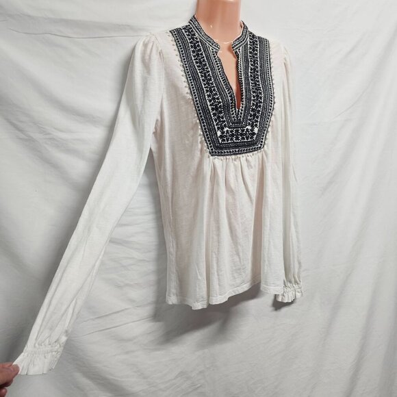 Boden Casual Boho Embroidered Top Blouse Shirt Women Size 10 White Cotton - Picture 6 of 13